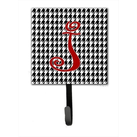 Carolines Treasures 4.25 x 6 in. Letter J Initial Monogram Houndstooth Black Leash Or Key Hook CJ1035-JSH4